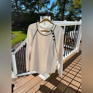 LOFT White and Black Sweater